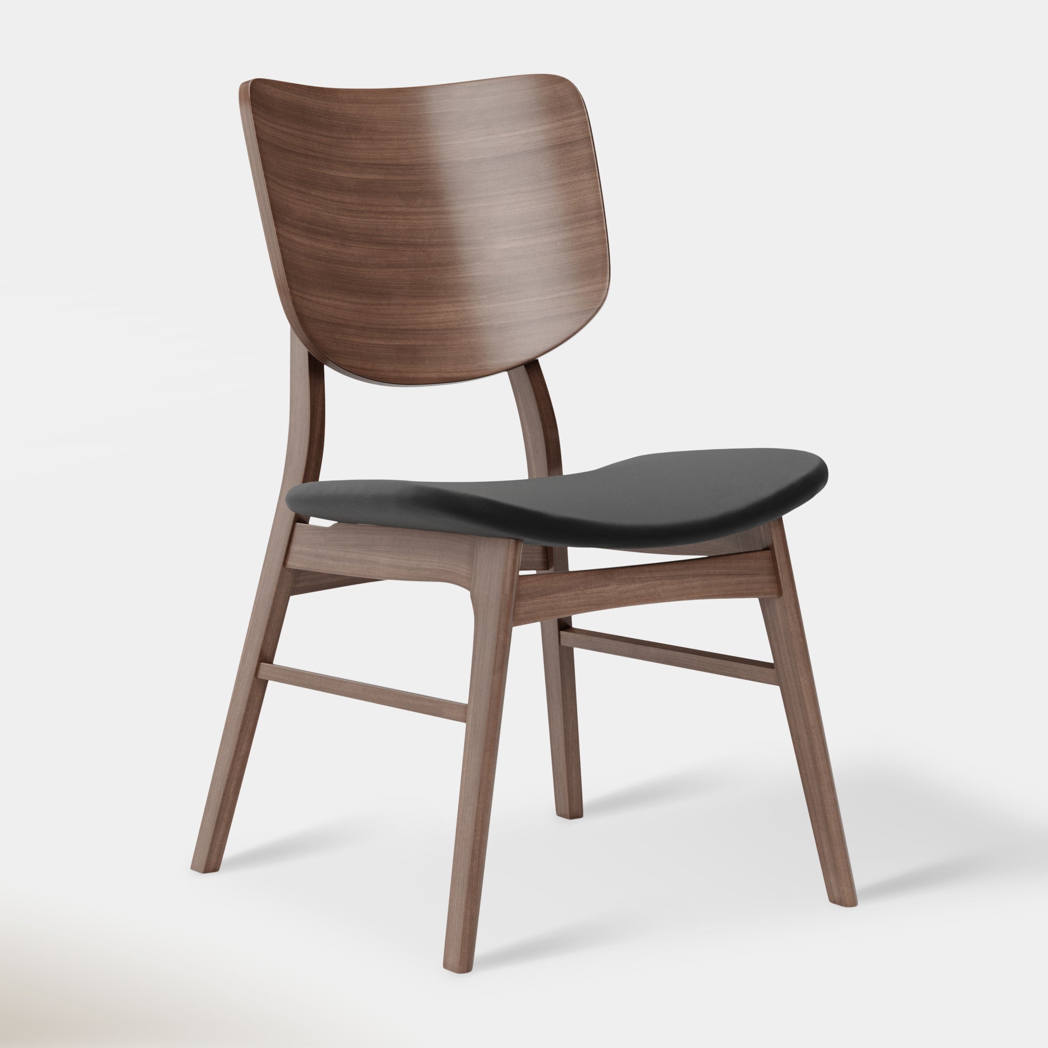 Anders Dining Chair - Black Leather & Walnut