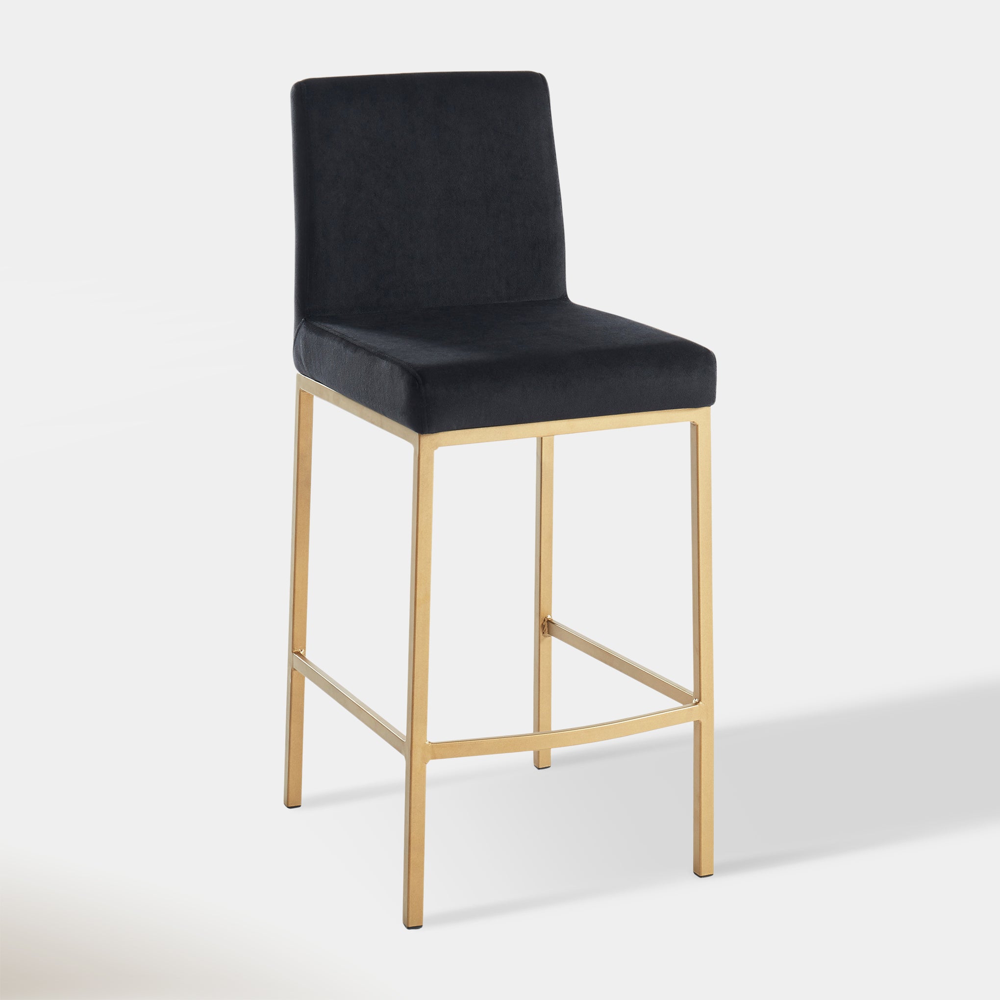 Dray Counter Stool - Black Velvet & Gold | Hoft Home