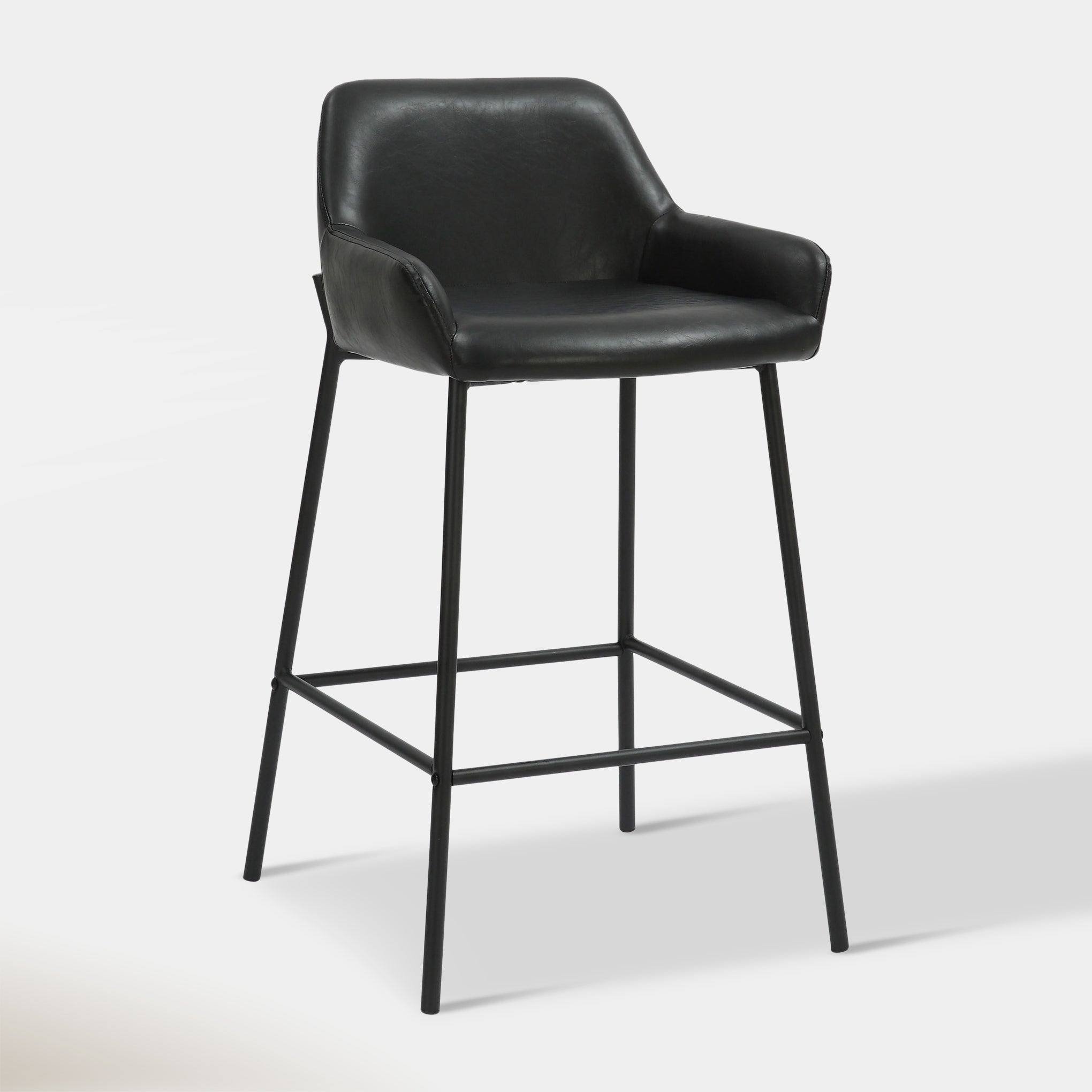 Sede Counter Stool - Black Vegan Leather | Hoft Home