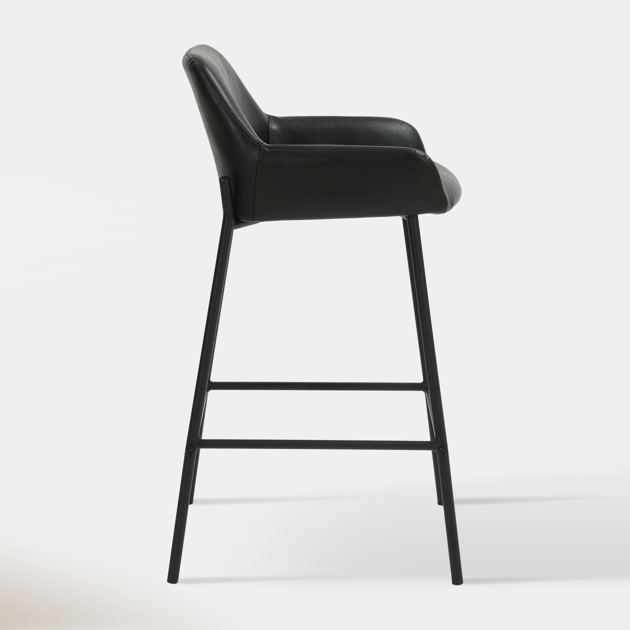 Sede Counter Stool - Black Vegan Leather | Hoft Home