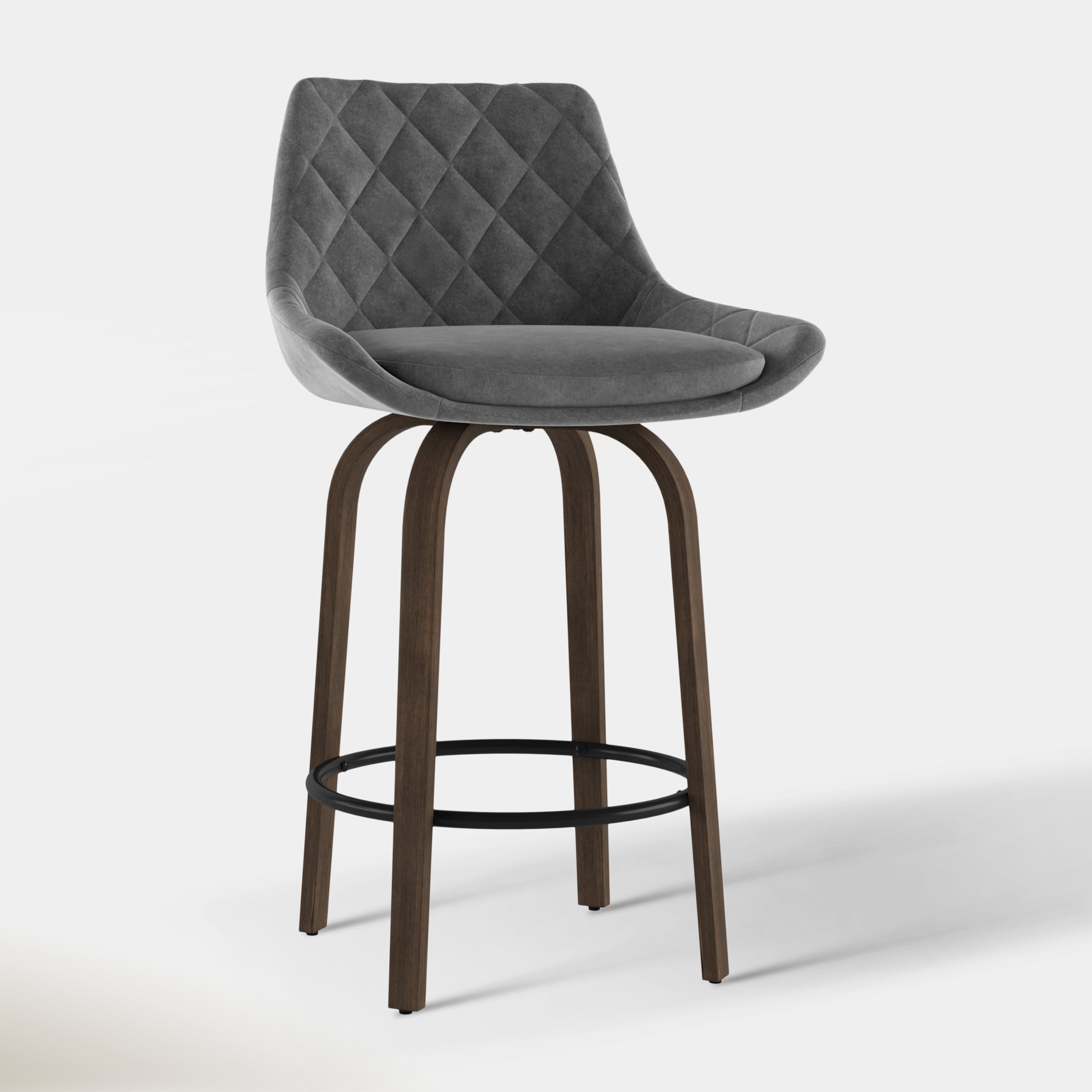 Kenzy Counter Stool - Grey Velvet | Hoft Home