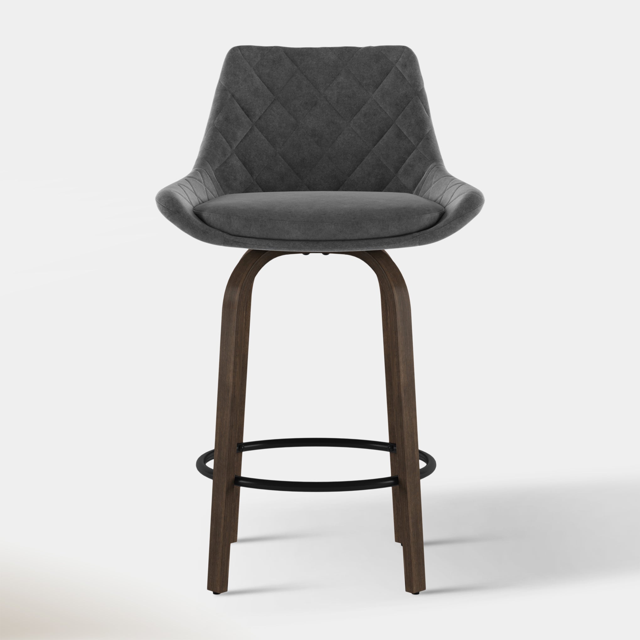 Kenzy Counter Stool - Grey Velvet | Hoft Home