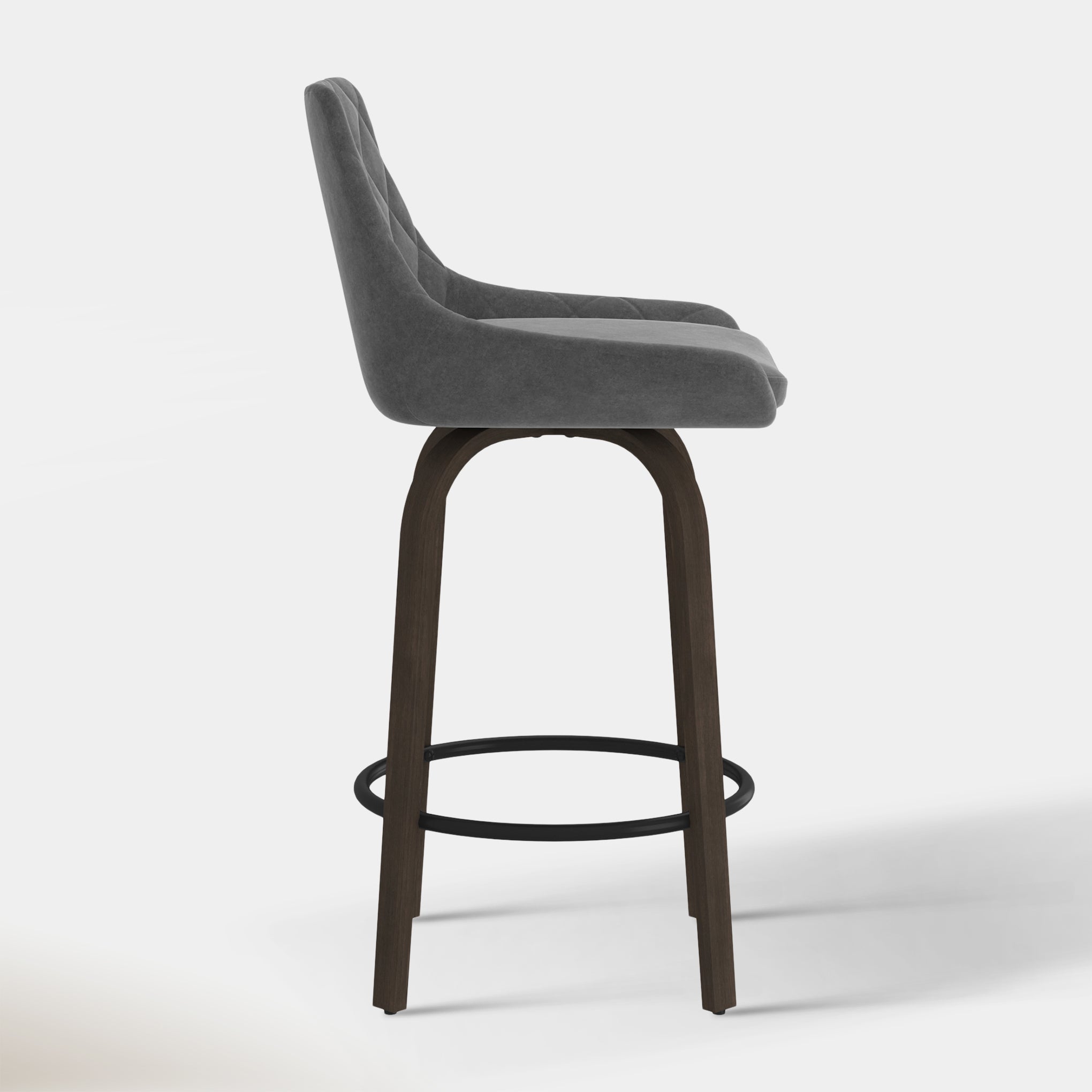 Kenzy Counter Stool - Grey Velvet | Hoft Home