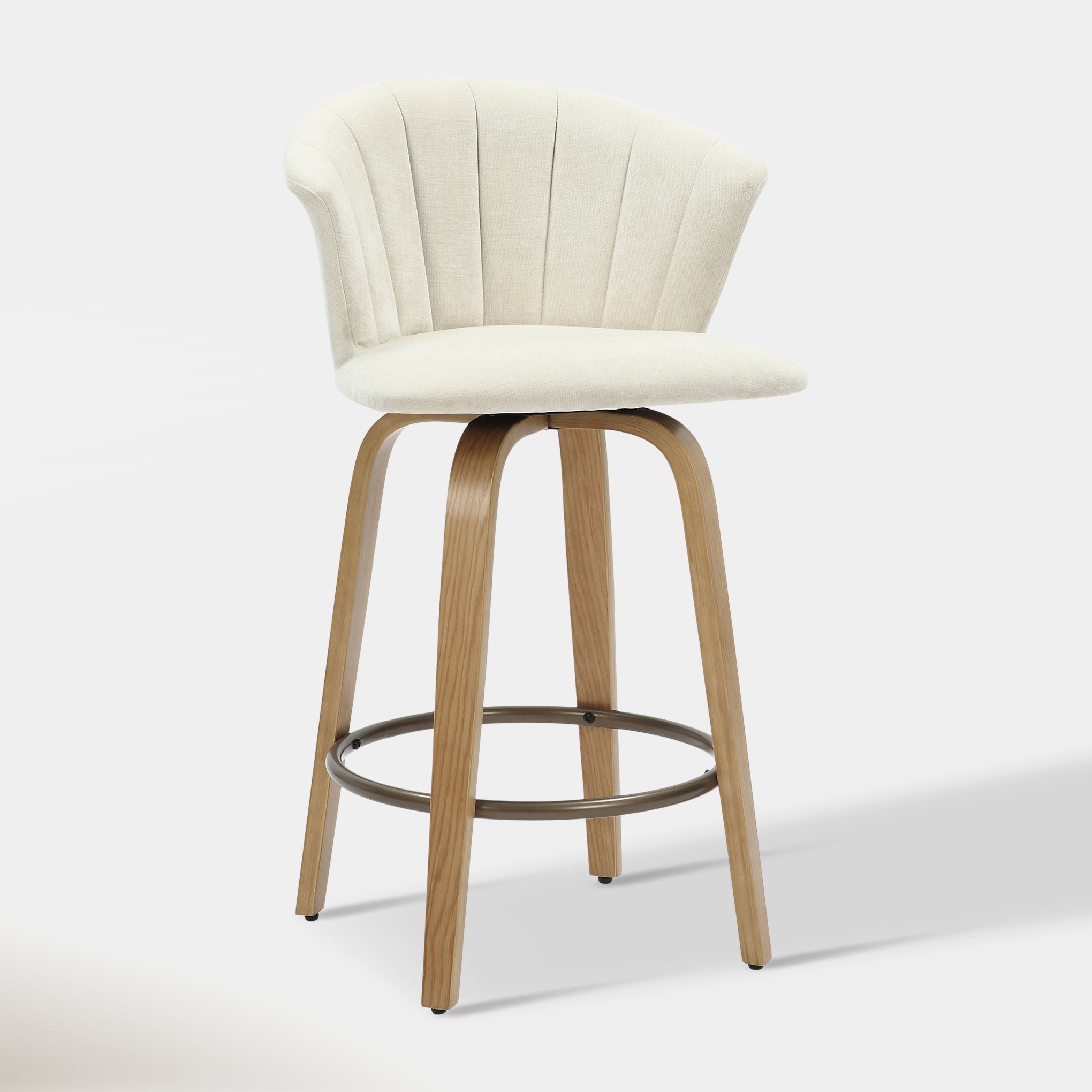 Monaco Counter Stool - Beige Velvet and Natural | Hoft Home