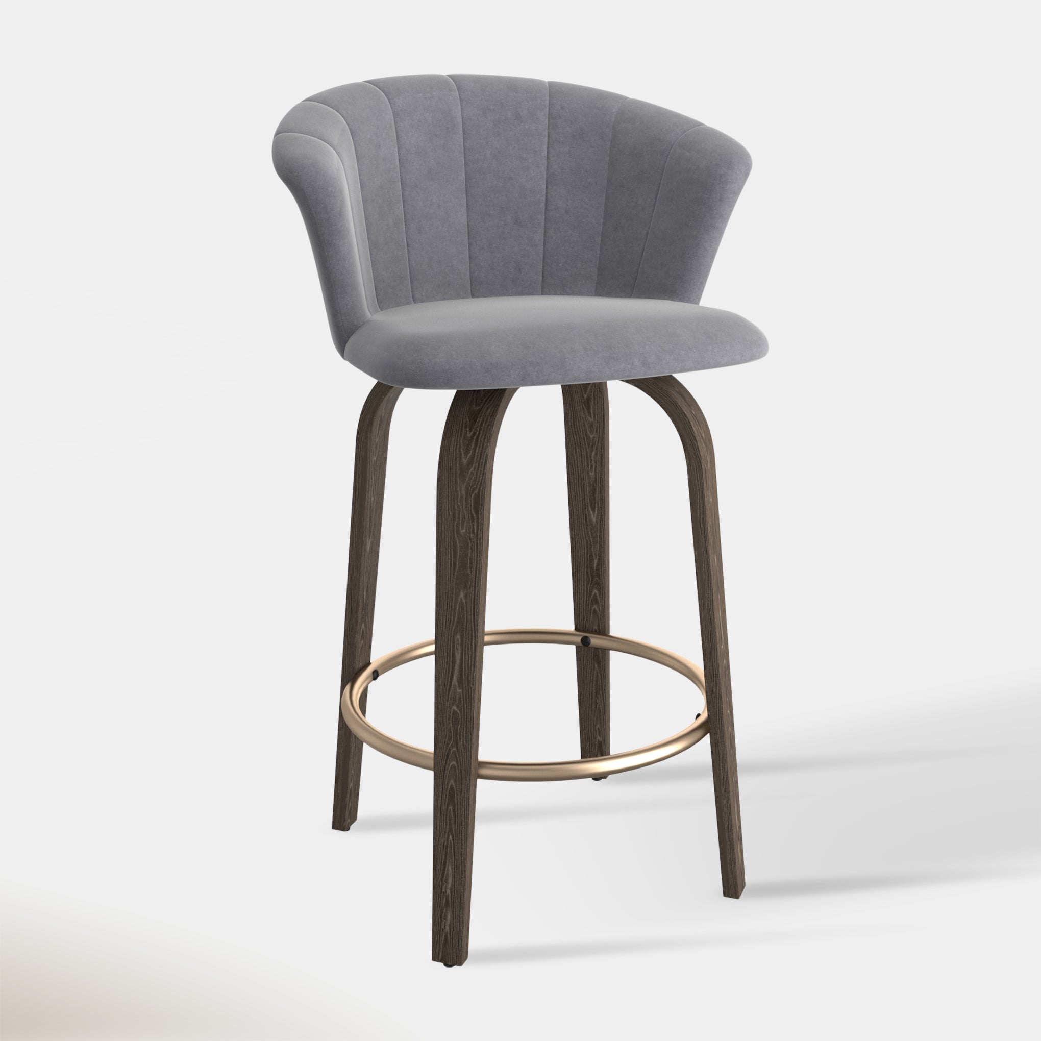 Monaco Counter Stool - Grey Velvet | Hoft Home