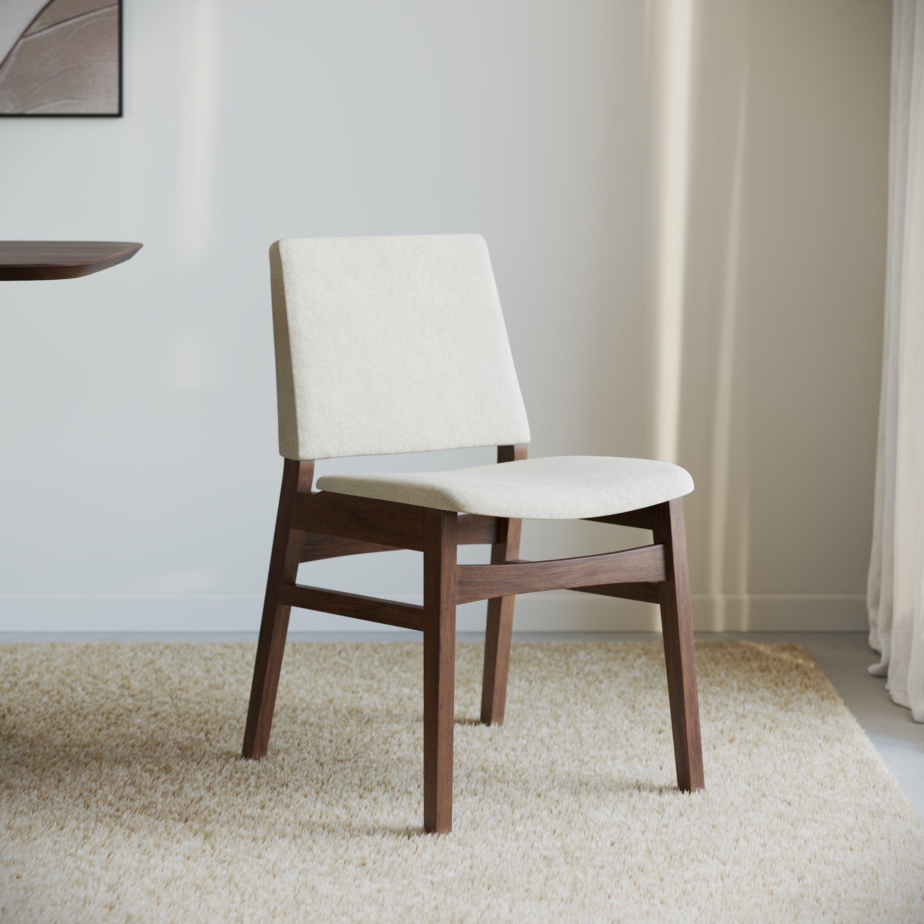 Eira Dining Chair - Ivory & Walnut