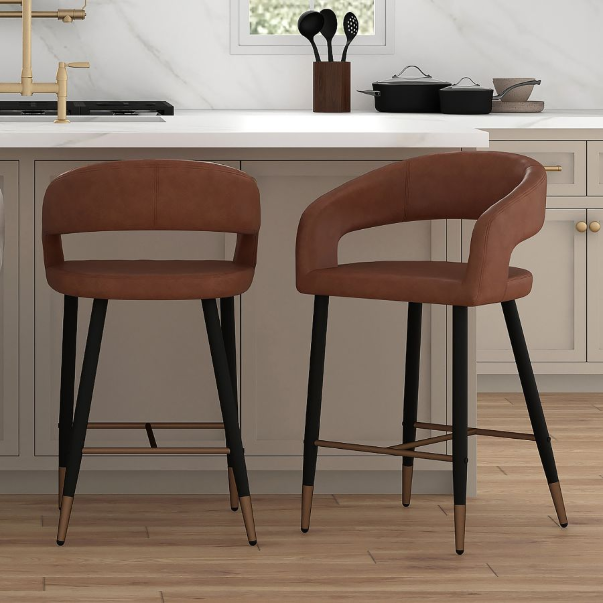 Mikah Counter Stool - Saddle | Hoft Home