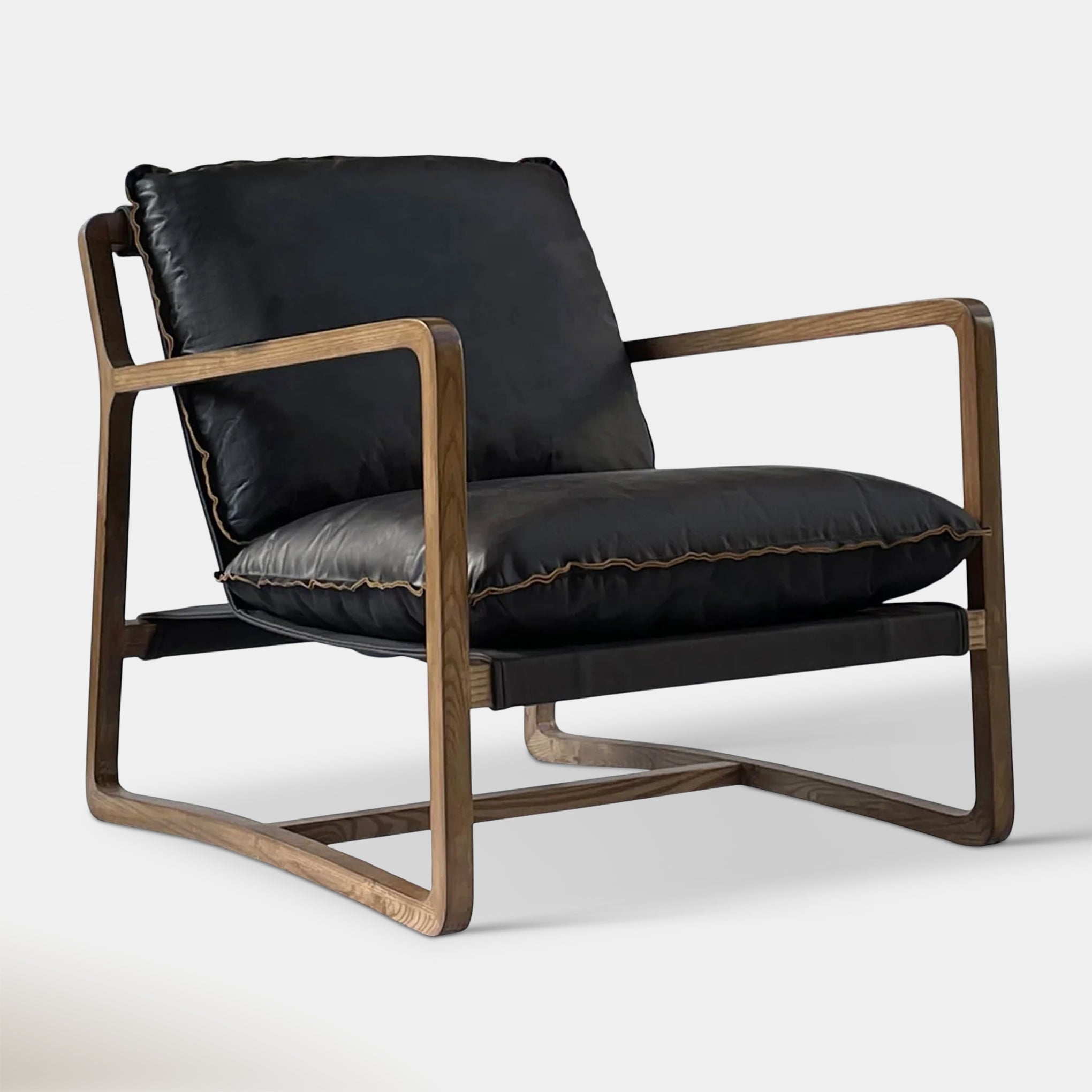 Oskar Club Chair - Black Leather | Hoft Home