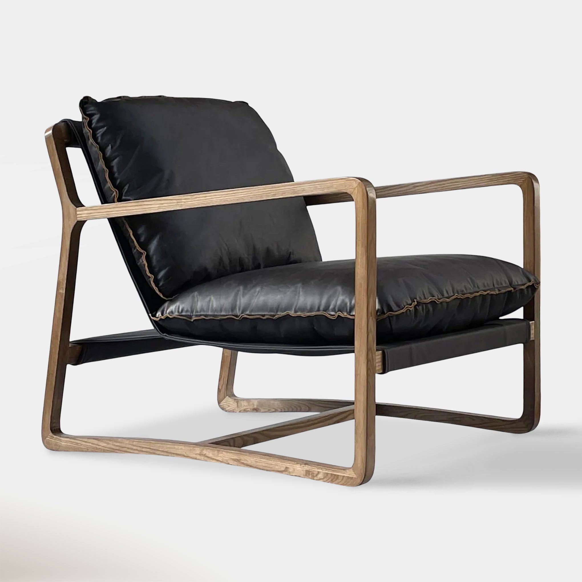 Oskar Club Chair - Black Leather | Hoft Home