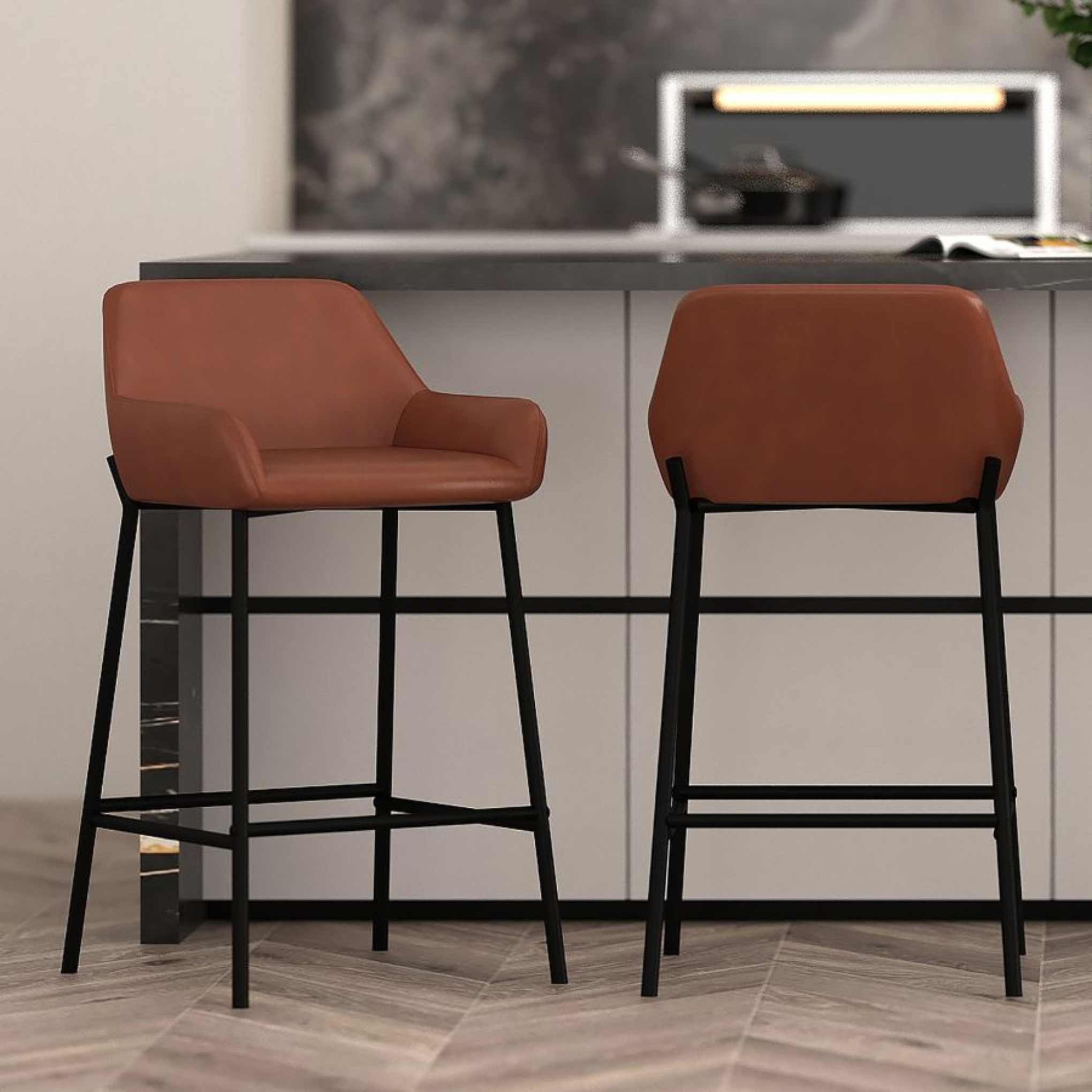 Sede Counter Stool - Saddle Vegan Leather | Hoft Home