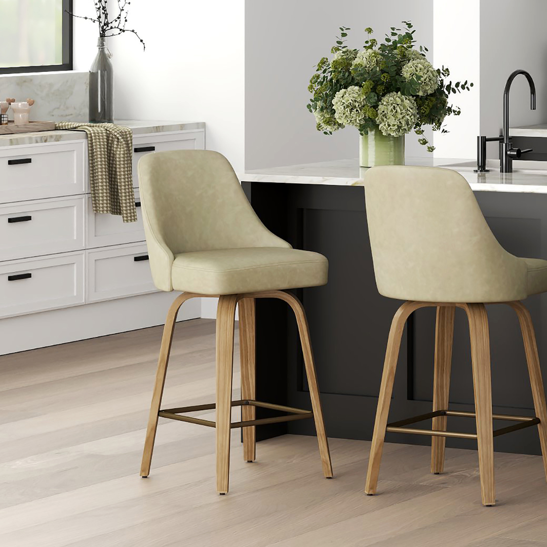 Mesa Counter Stool - Ivory & Washed Oak