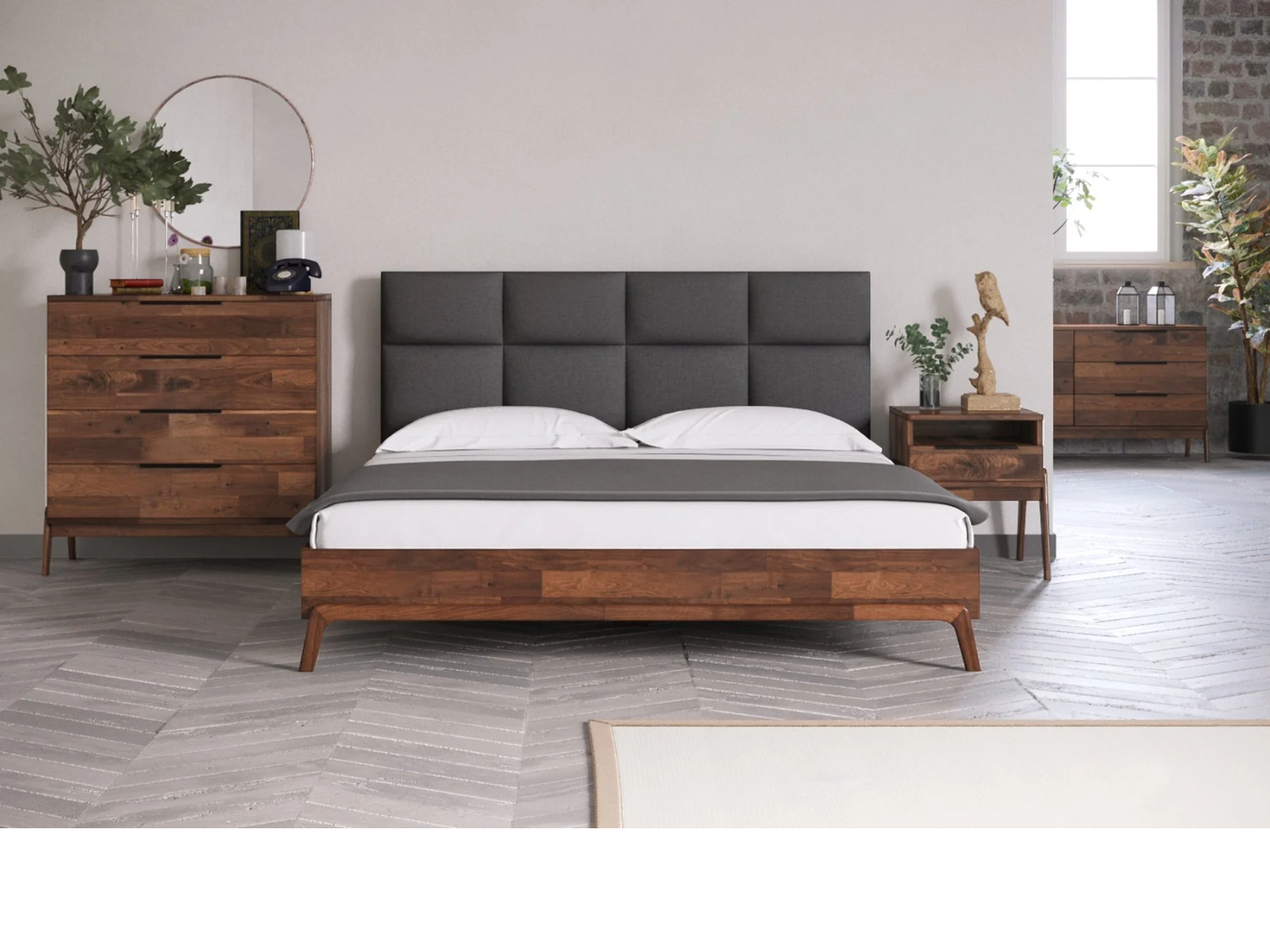 Mikael Queen Bed - Grey | Hoft Home