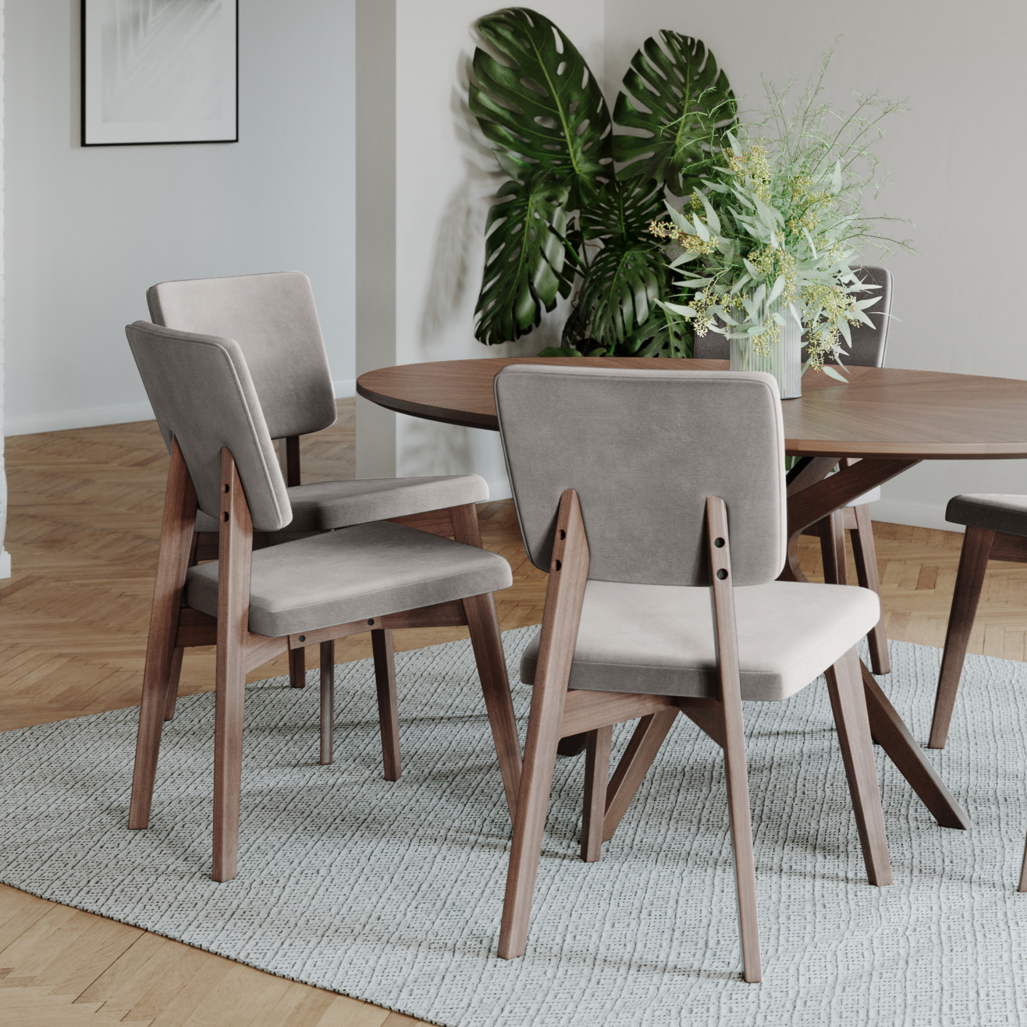 Jakob Dining Chair - Walnut & Smoke | Hoft Home