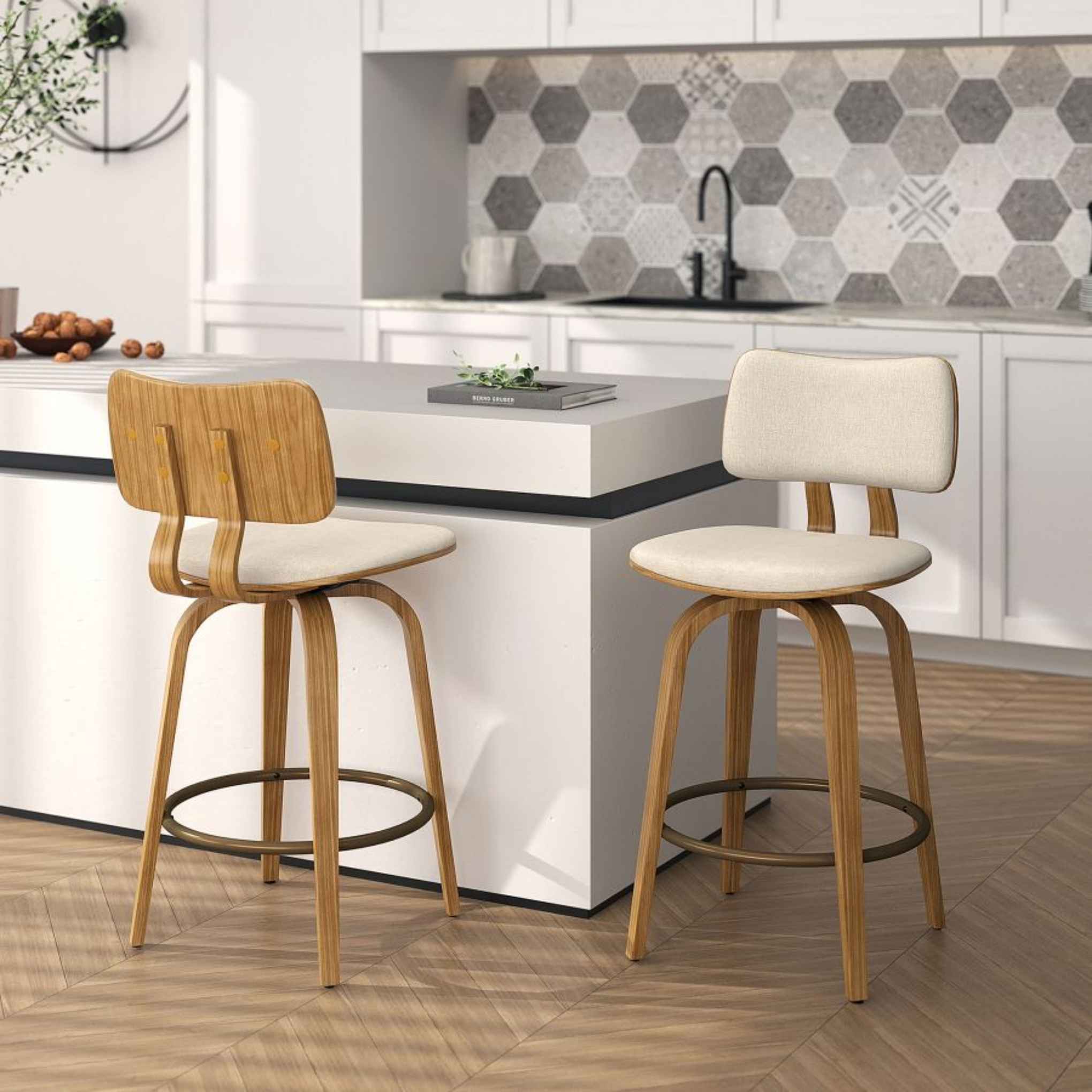 Zaki Counter Stool - Beige | Hoft Home