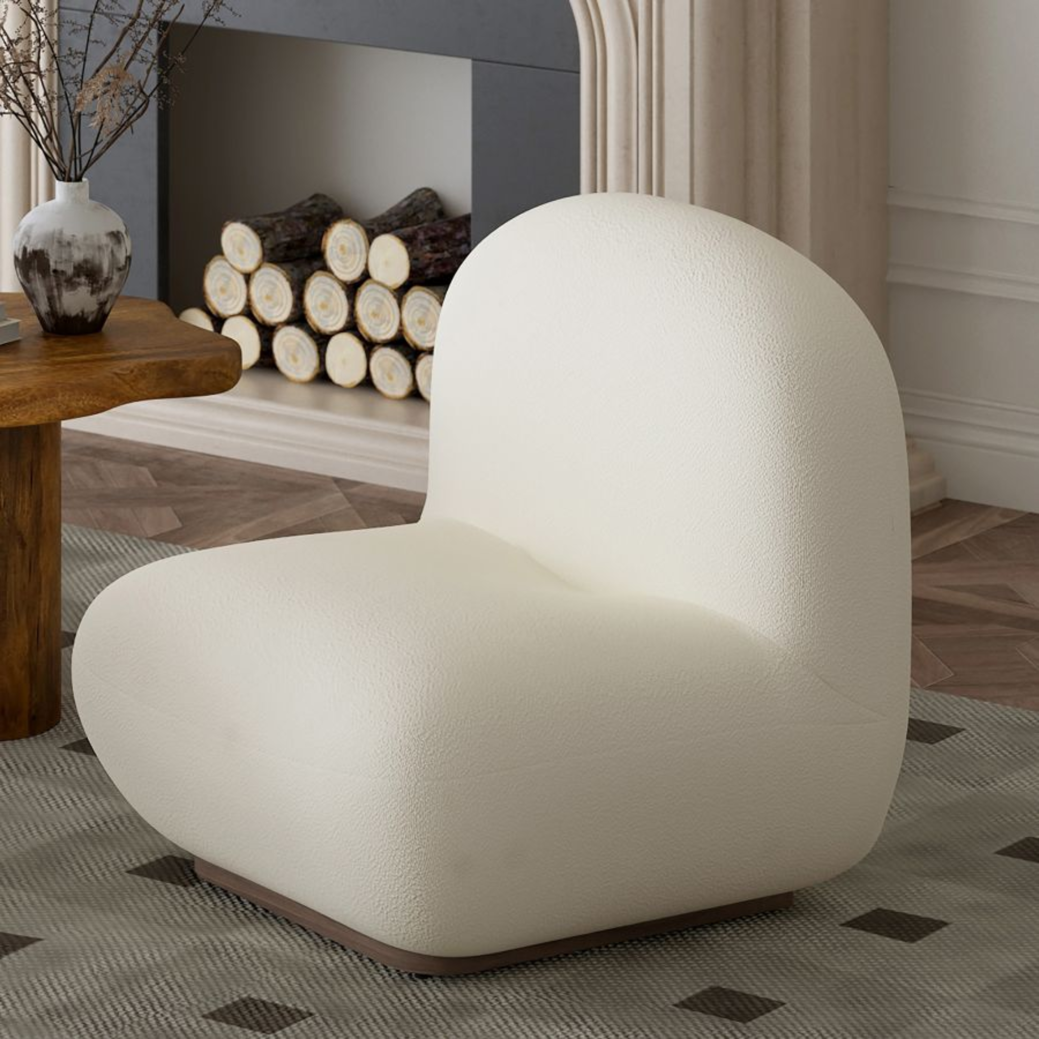 Zilano Accent Chair - Ivory Boucle | Hoft Home