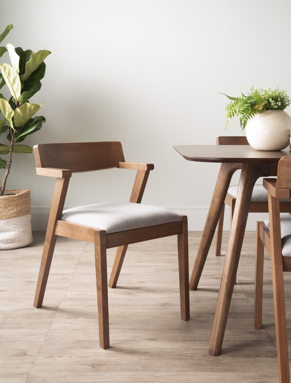 Zola Dining Chair - Walnut & Light Grey | Hoft Home