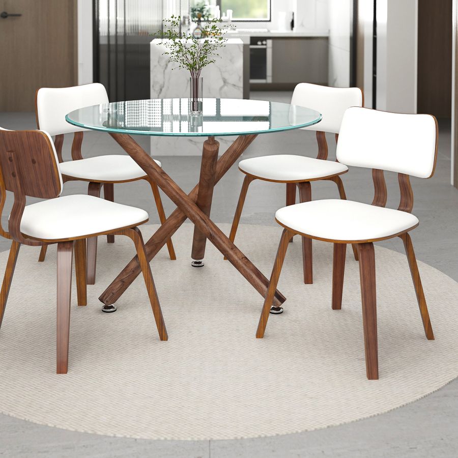 Zaki Dining Chair - White & Walnut - Hoft Home