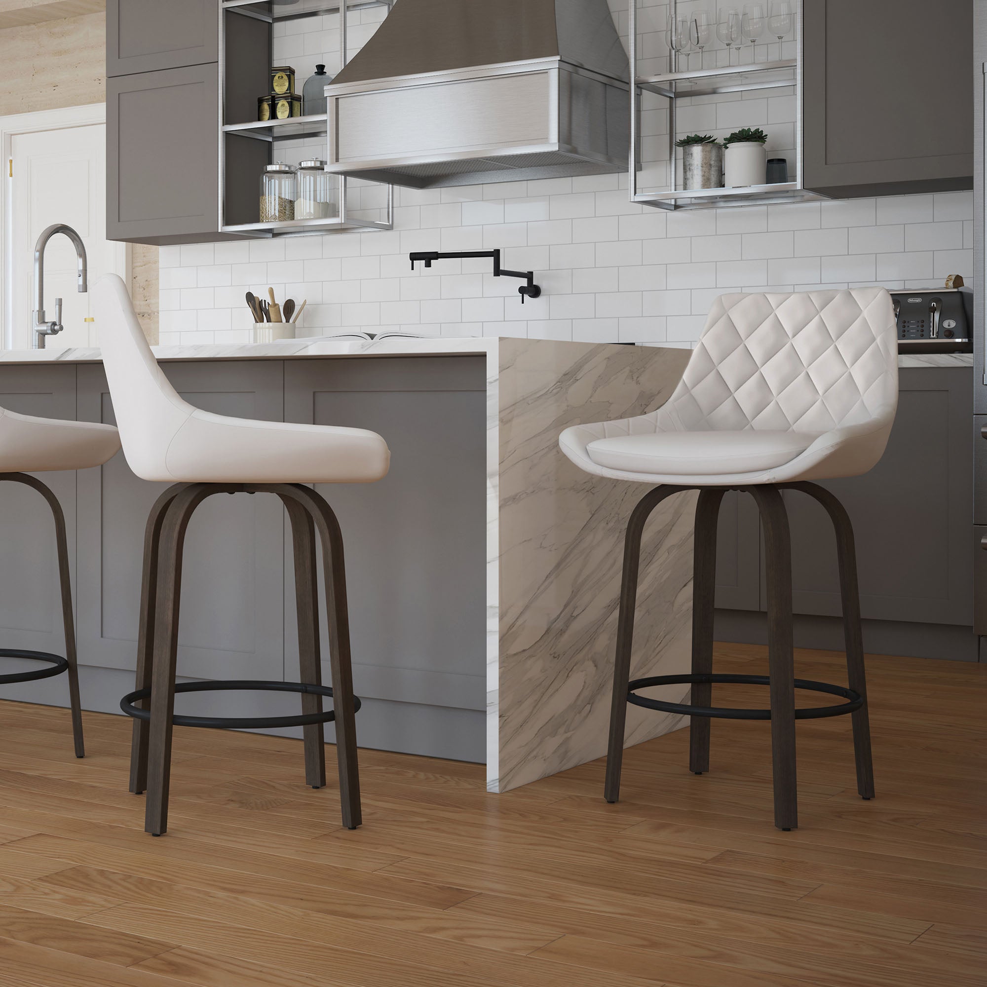 Kenzy Counter Stool - White | Hoft Home