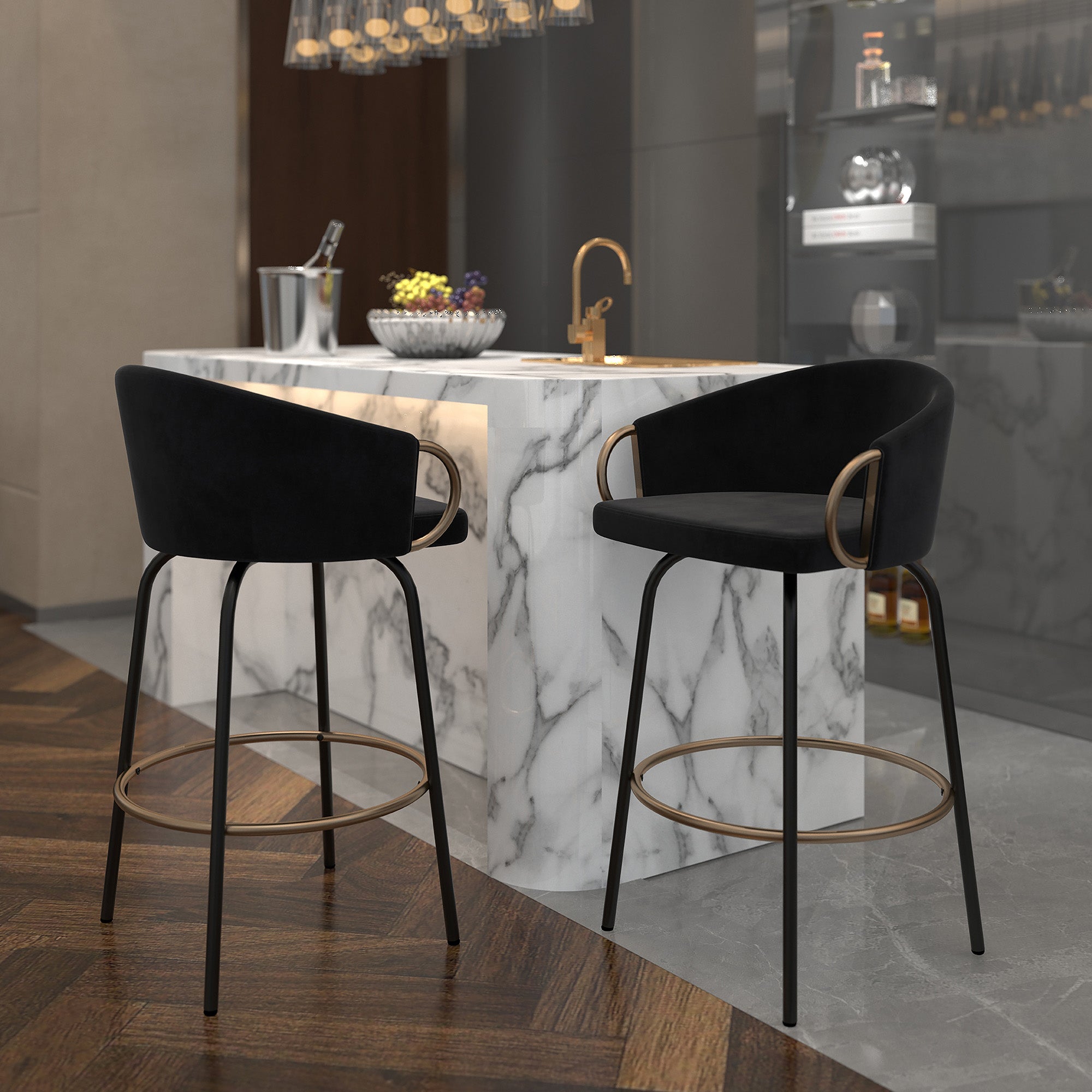 Harper Counter Stool - Black Velvet - Ifortifi Canada