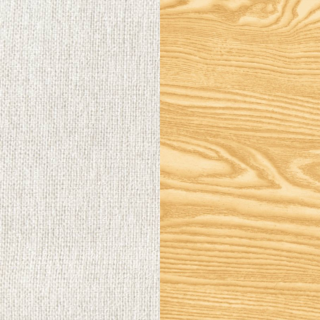 Beige polyester and oak