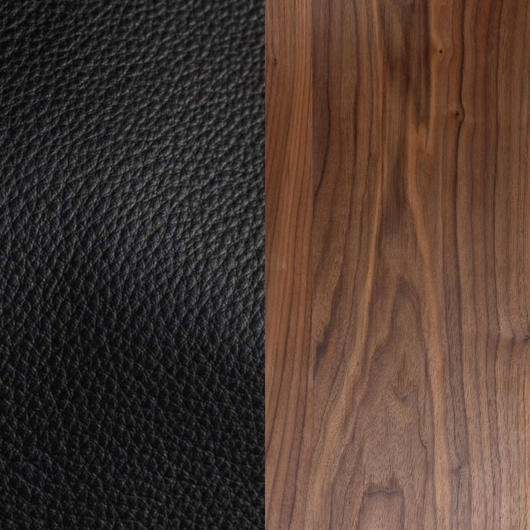 Black vegan leather and walnut